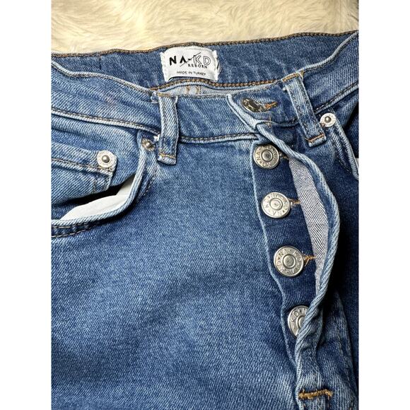 NA-KD REBORN Straight High Rise Button Fly Size 24 Ankle Jeans - Picture 8 of 8